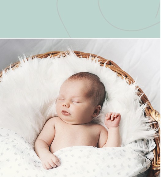 Newborn sleeping in a basket